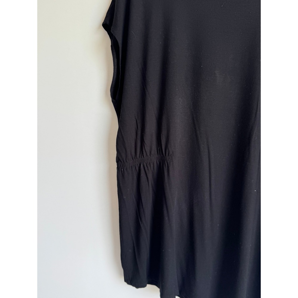 Eileen Fisher Black Asymmetrical Tunic Top XL Viscose Stretch Minimalist Blouse - Picture 5 of 7